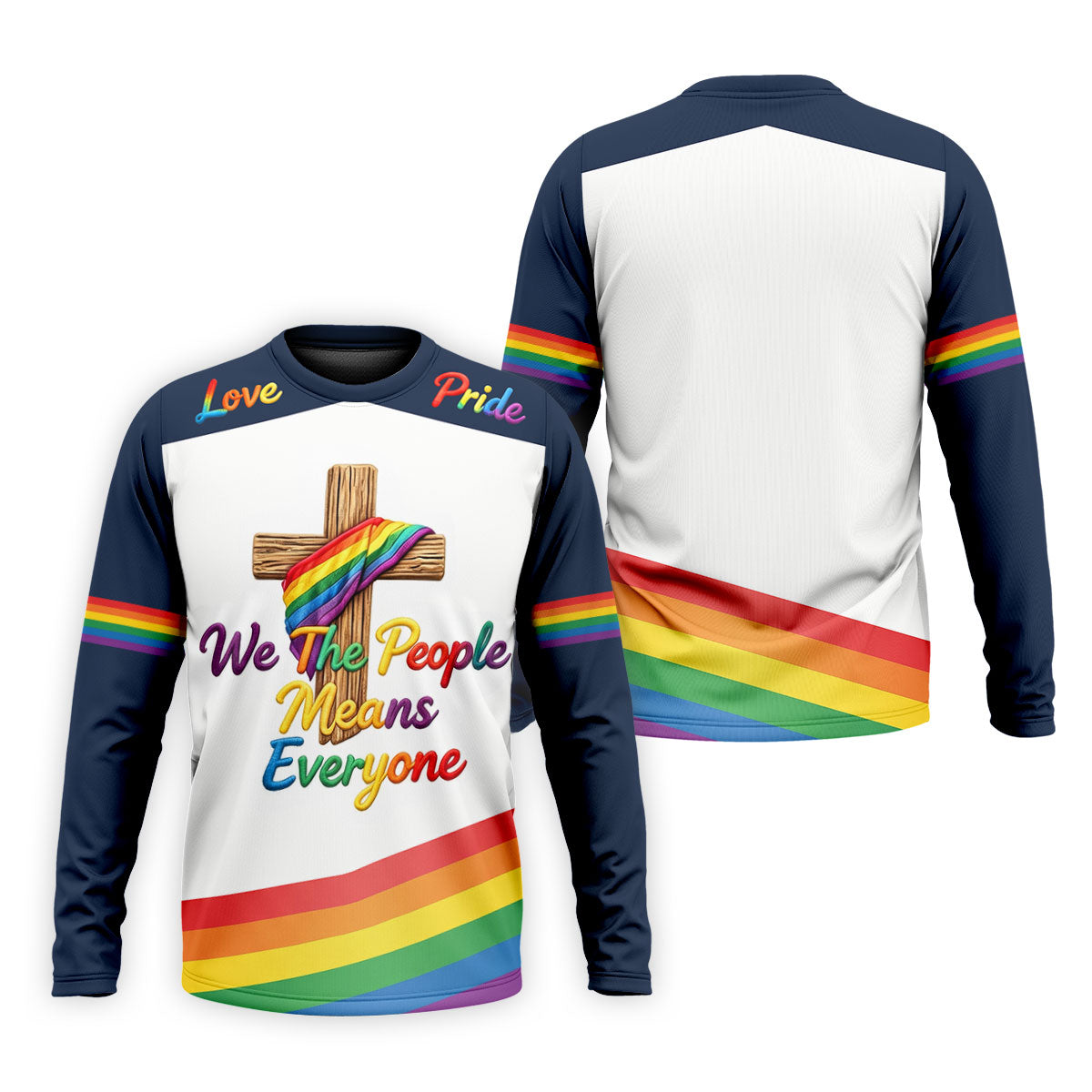 We The People Means Everyone Faith Cross LGBT Support Golf Tops For Men, Golf Shirts For Men