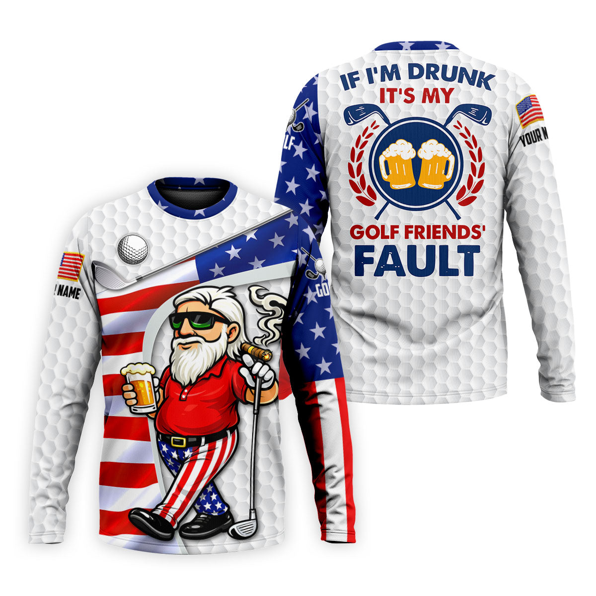 If I'm Drunk It's My Golf Friends' Fault Patriotic 4th Of July Funny Golf Shirt, 250 Years Golf Shirts For Men