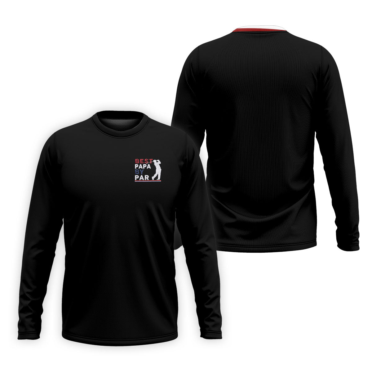 Black Best Papa By Par Embroidered Golf Polo Shirt, Mens Golf Apparel, Mens Golf Polo