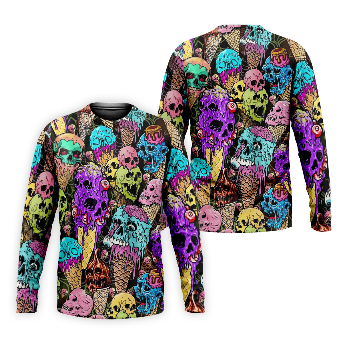 Melting Skull Ice Cream Halloween Golf Shirt, Golf Apparel For Men, Mens Golf Shirts