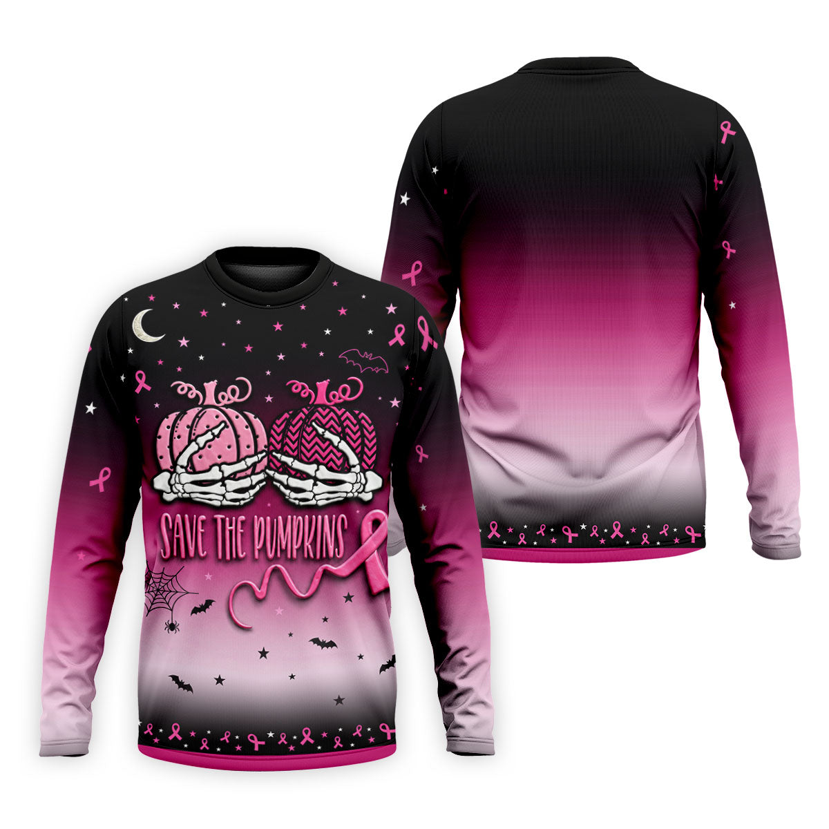 Save The Pumpkins Halloween Breast Cancer Golf Polo Shirt, Golf Apparel For Men