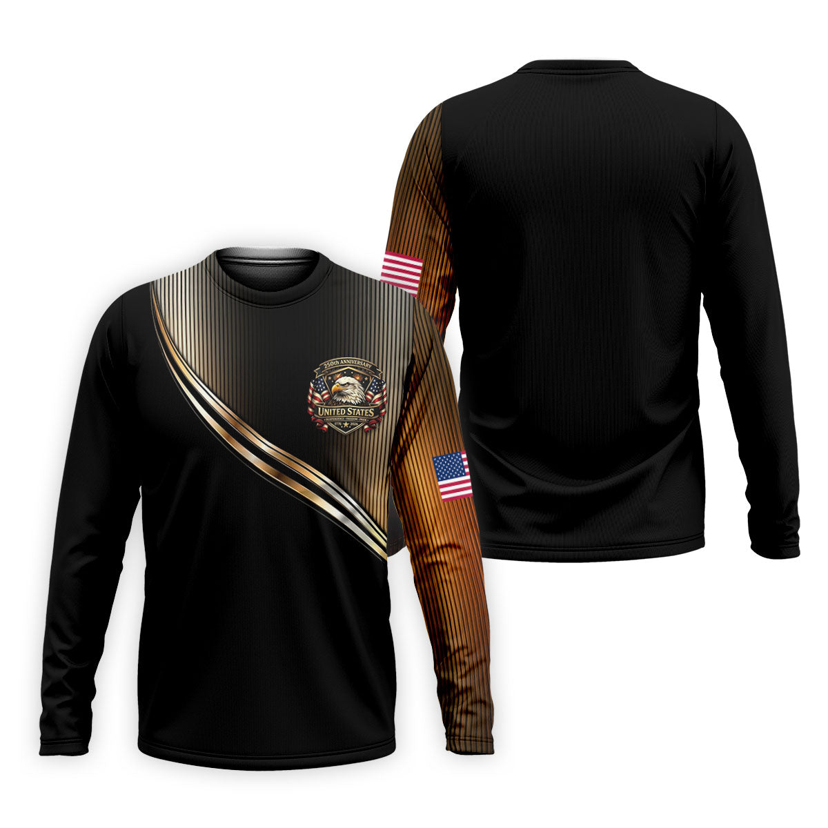 250th Anniversary Metallic Looking Patriotic Golf Shirt, 4th Of July Golf Shirts For Men