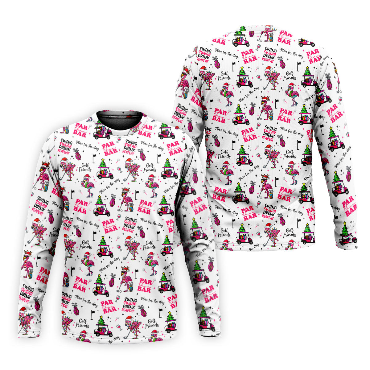 Christmas Flamingo Par Then Bar Men's Funny Golf Shirts, Christmas Golf Shirt, Polo Shirts For Men, Golf Gift For Men