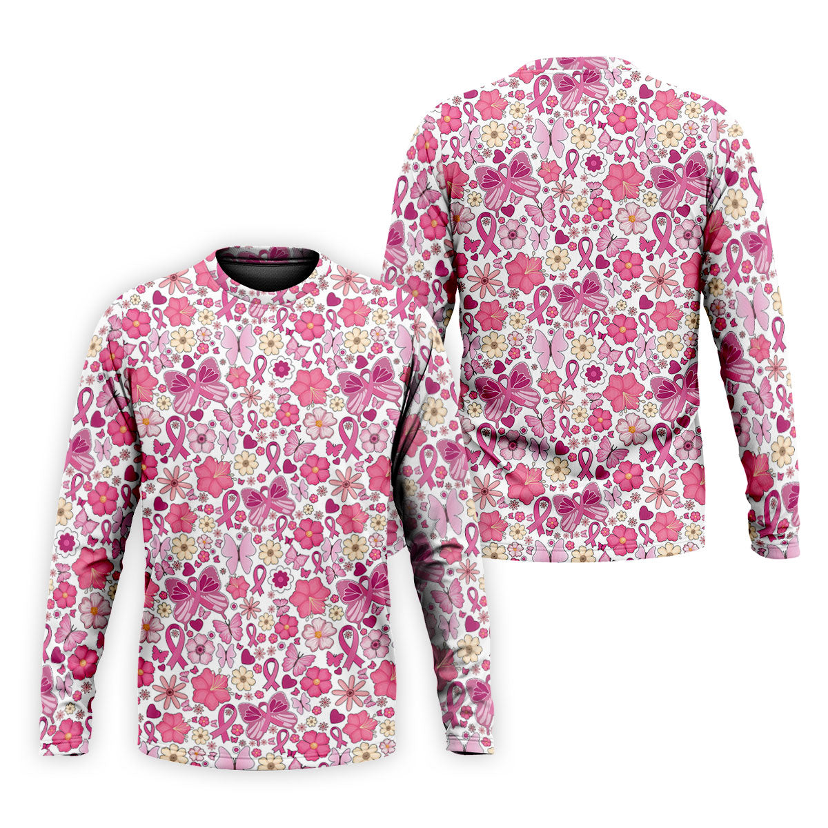 Breast Cancer Pink Ribbon Floral Golf Shirt, Cancer Awareness Shirt, Polo ShirtFor Men, Golfing Apparel