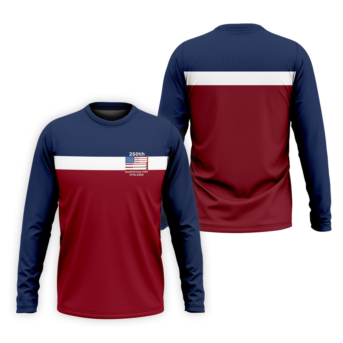 250th Anniversary USA 1776-2026 Red White Blue Printed Golf Tops For Men, 4th Of July Golf Shirts For Men