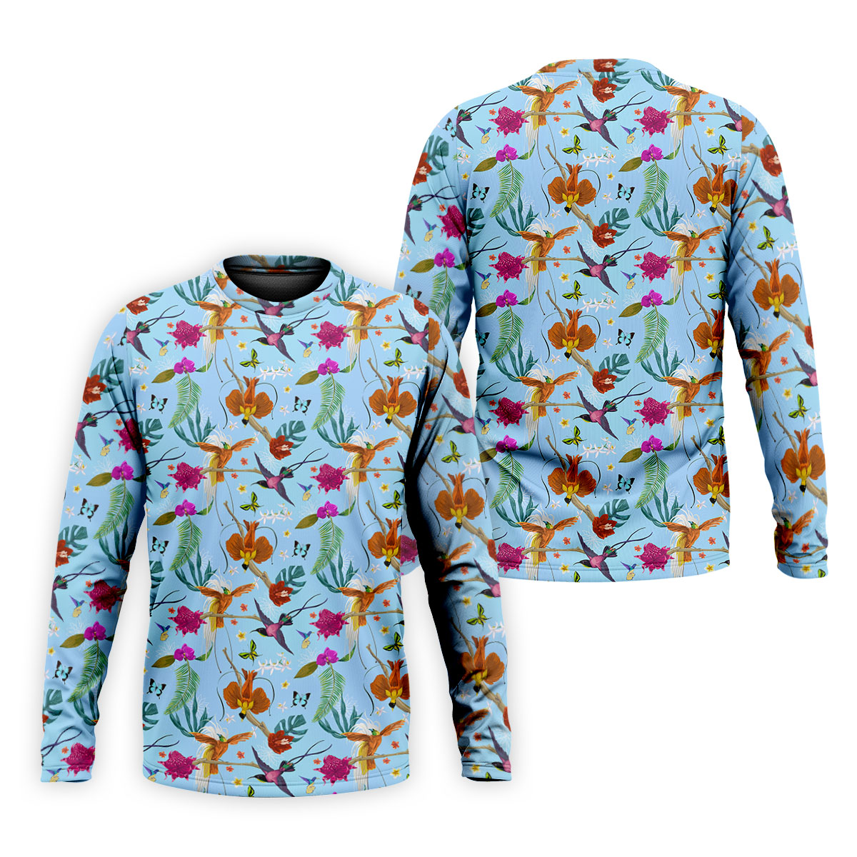 Hummingbird Paradise Golf Shirt, Tropical Flower Garden Pattern, Golf Shirt For Men