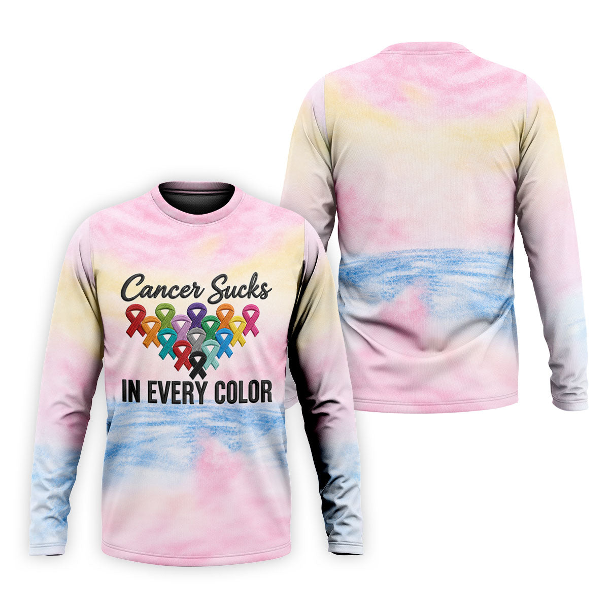 Cancer Sucks In Every Color Ribbon Polo Shirt, Mens Golf Polo, Printed Golf Shirts