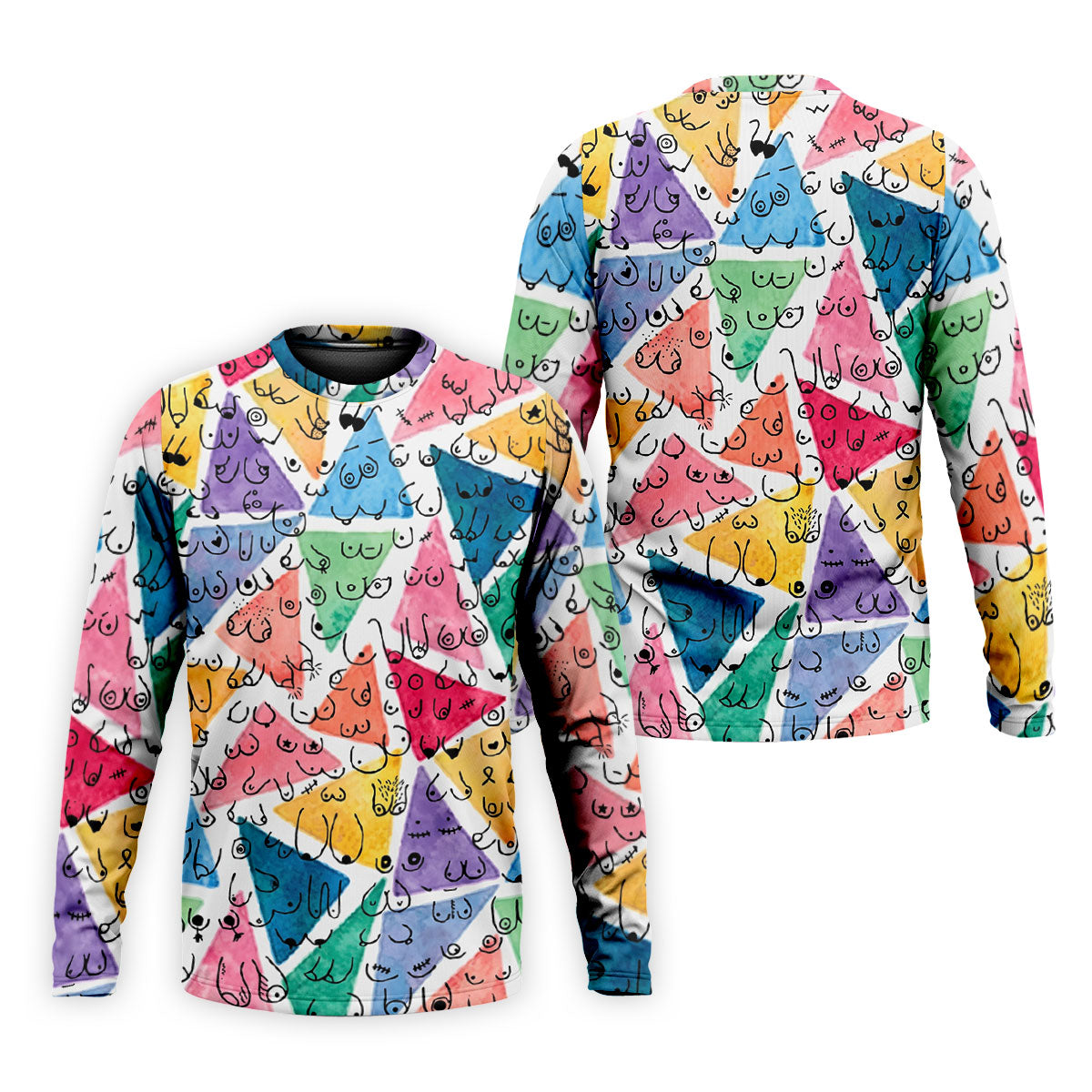 Multicolor Abstract Boob Pattern Golf Polo Shirt, Mens Golf Polo, Golf Apparel For Men