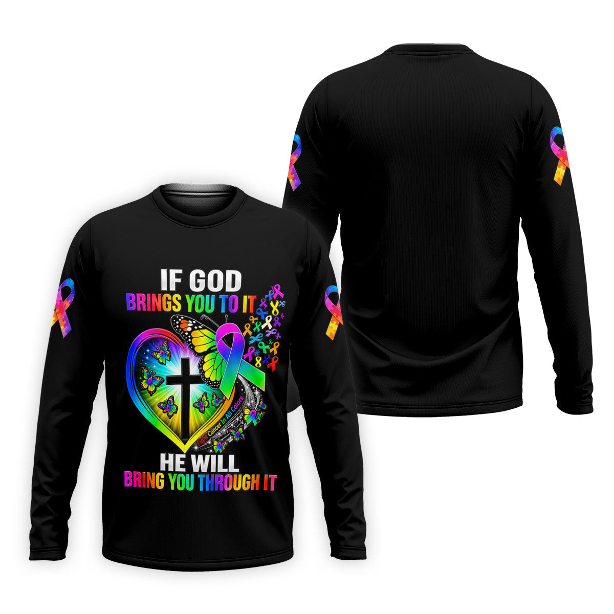 If God Brings You To It Butterfly Cancer Polo Shirt, Mens Golf Polo, Men's Golf Shirt
