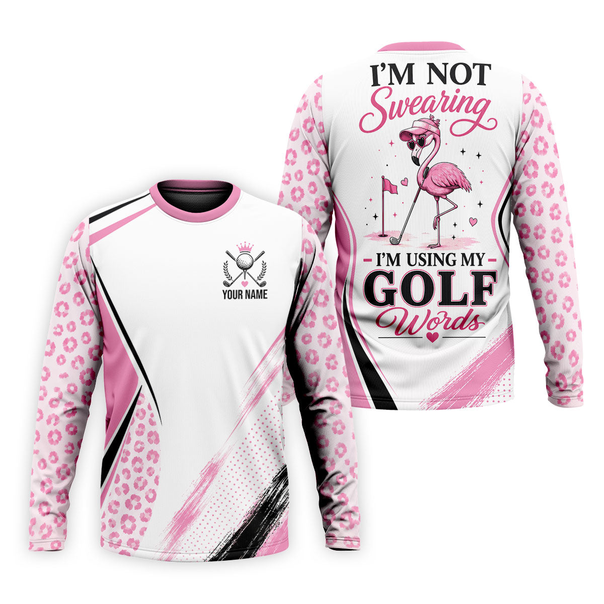 Personalized Pink Golf Crest Polo Shirt, Golf Polo Shirts For Men, Mens Golf Apparel