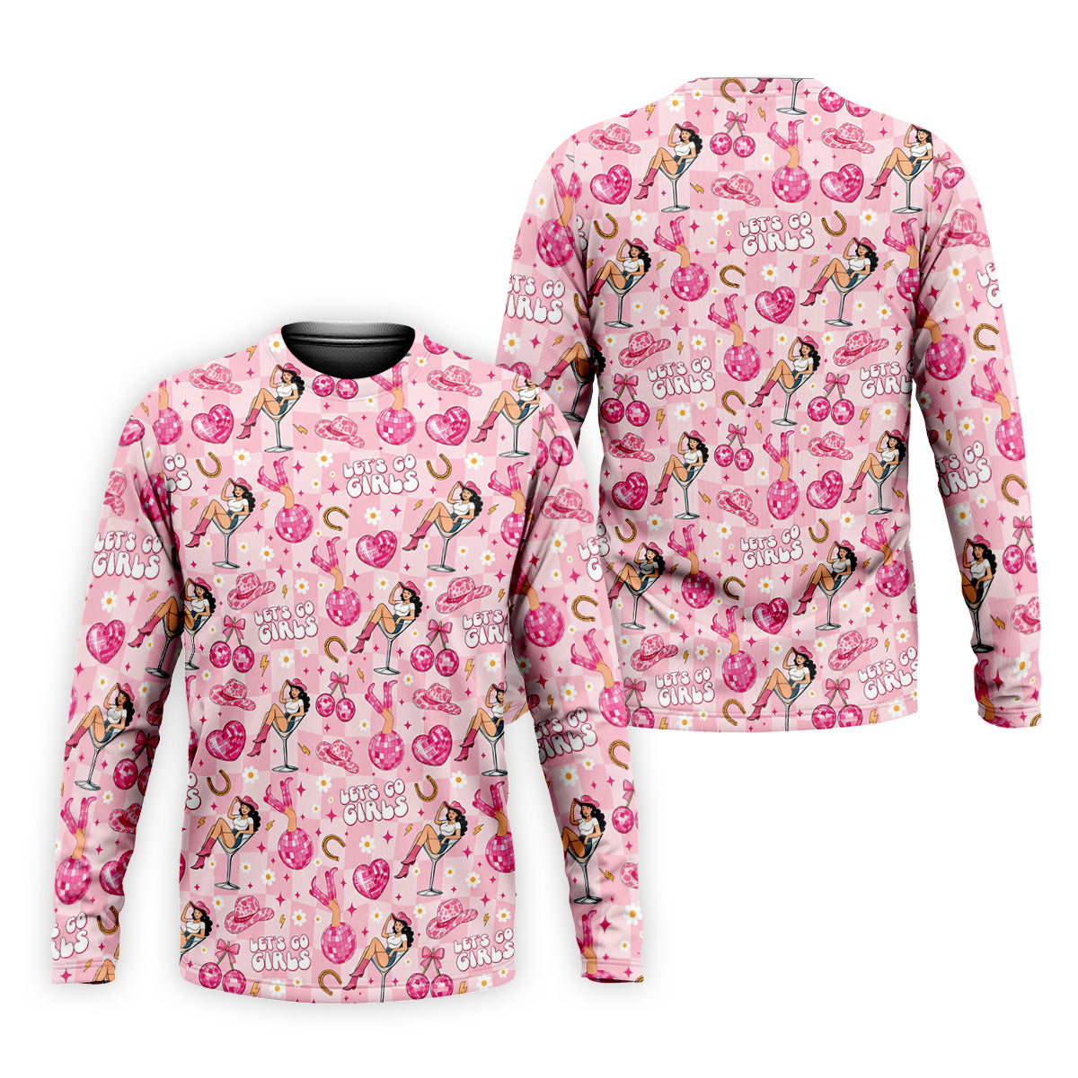 Let's Go Girls Pink Cowgirl Golf Polo Shirt, Mens Golf Shirts, Hawaiian Golf Shirt