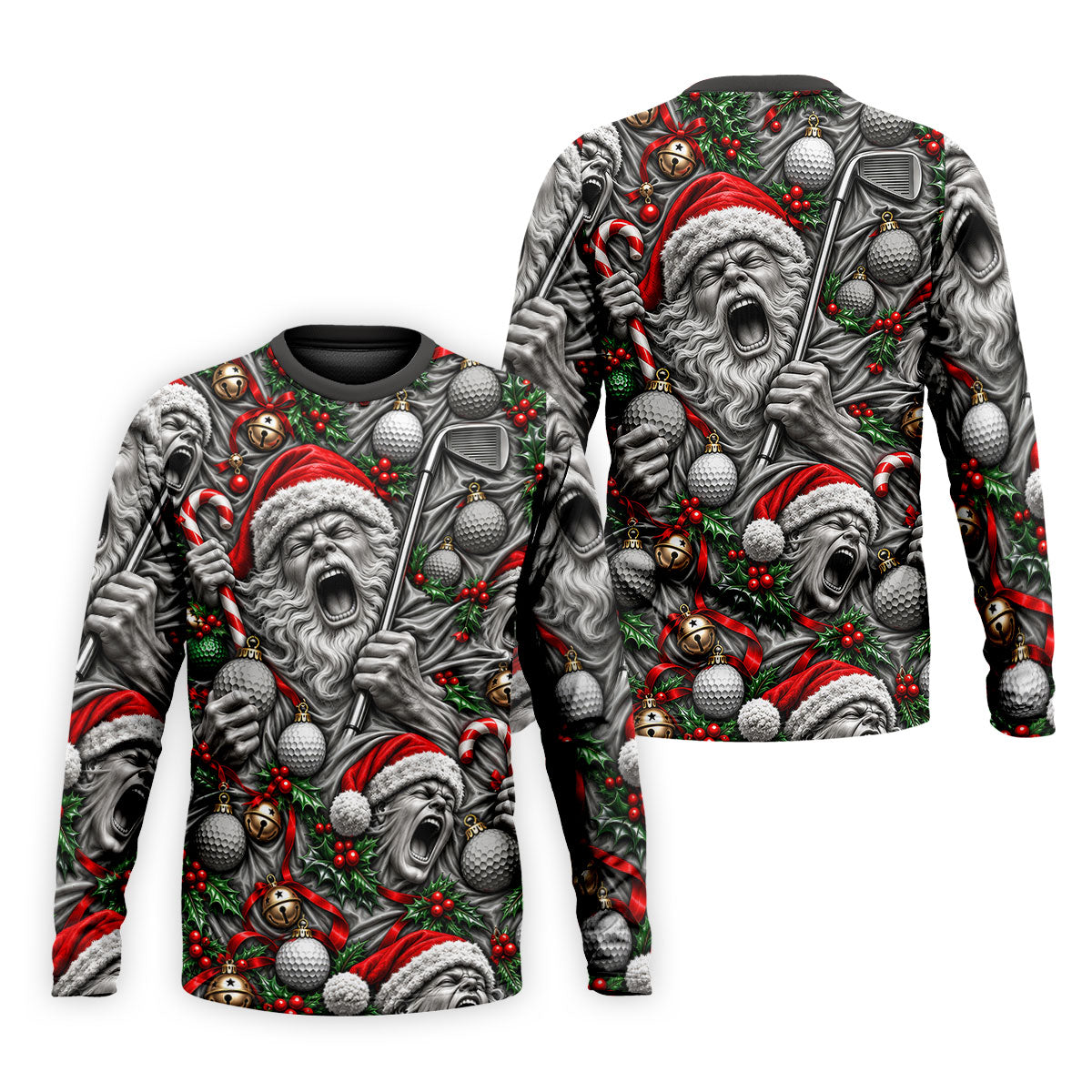 Screaming Santa Faces Christmas Golf Shirt, Mens Golf Polo, Golf Shirts For Men