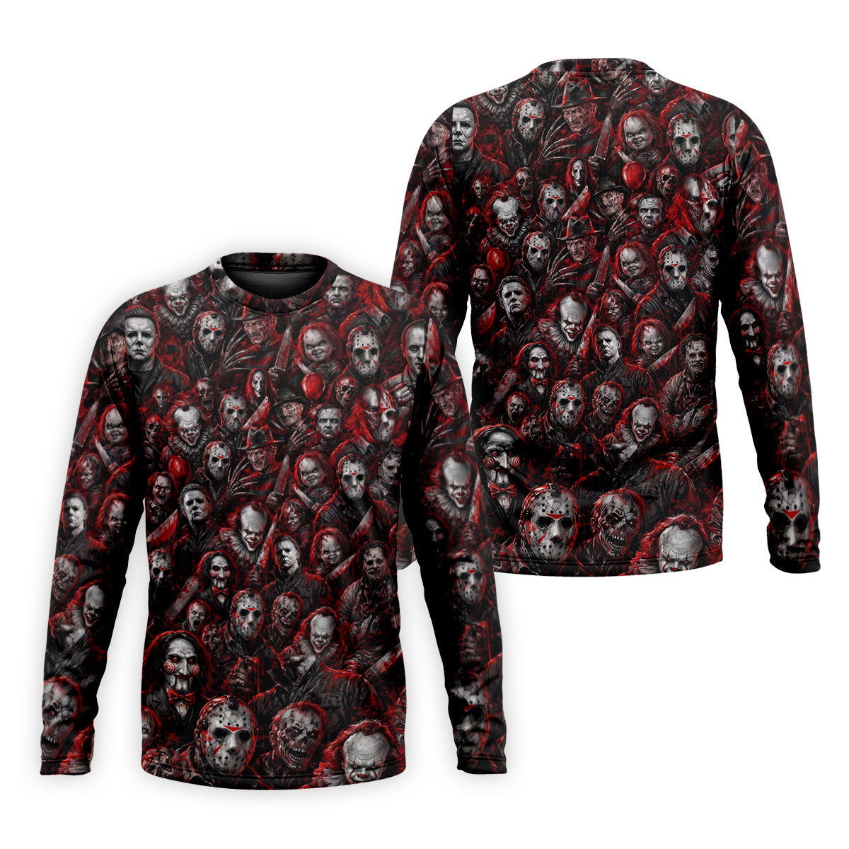 Red Horror Character Clown Collage Golf Polo Shirt, Mens Golf Polo, Printed Golf Shirts
