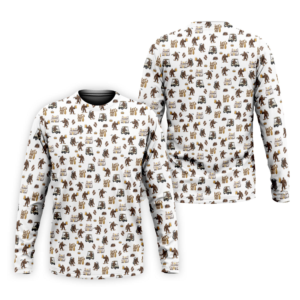 Let's Par Tee Bigfoot Golf Pattern Men's Golf Shirt, Golf Apparel For Men, Printed Golf Shirts
