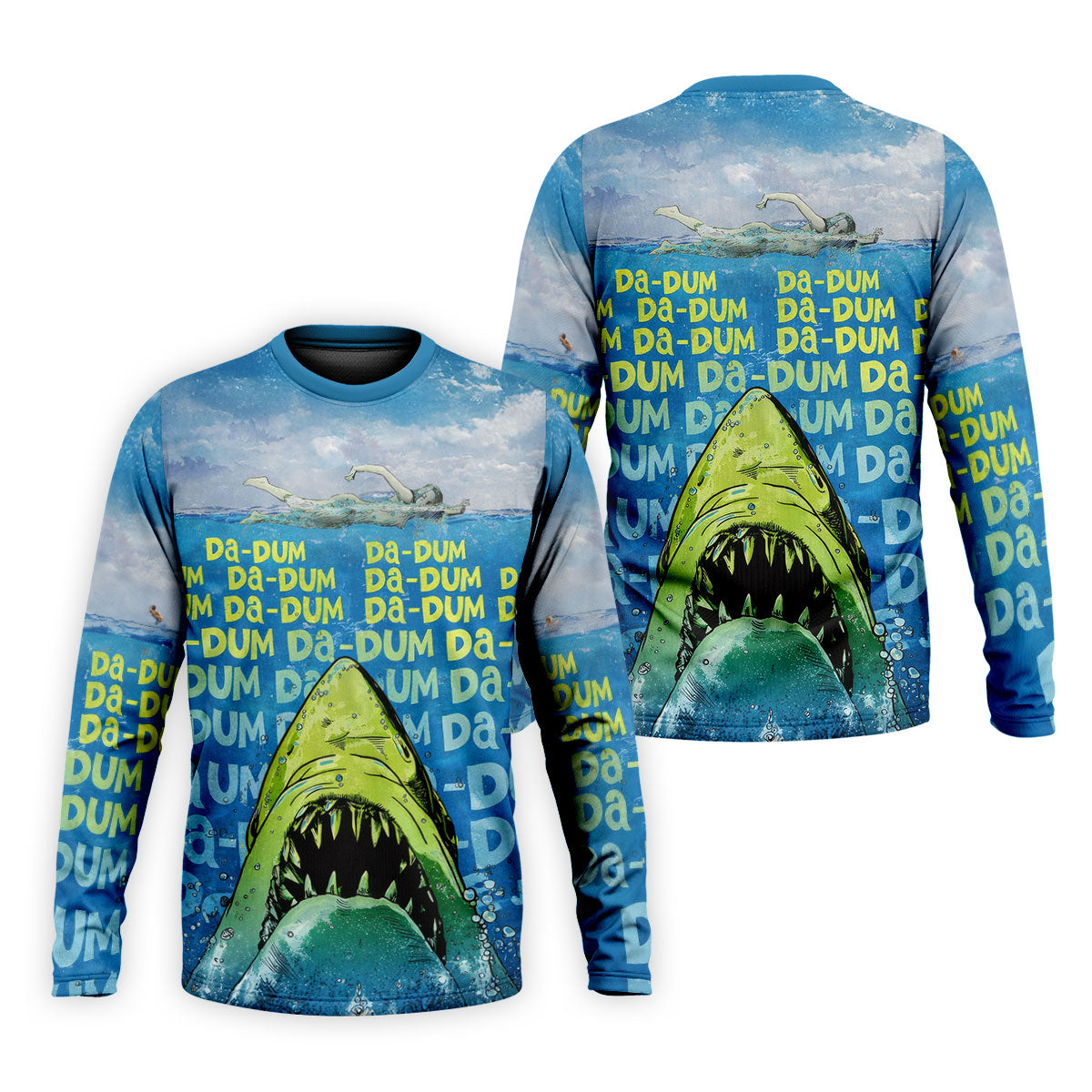 Funny Shark Da Dum Ocean Attack Golf Polo Shirt, Golf Shirts For Men, Printed Golf Shirts