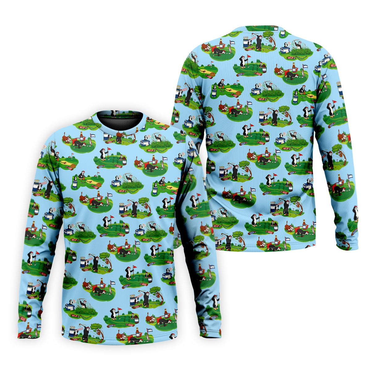 Funny Golf Gopher Cartoon Pattern Golf Polo Shirt, Men's Golf Shirt, Golf Apparel For Men