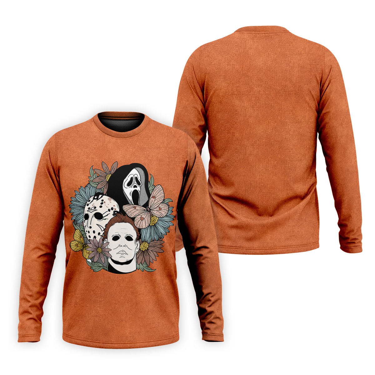 Floral Horror Mask Trio Halloween Golf Polo Shirt, Men's Golf Shirt, Mens Golf Apparel