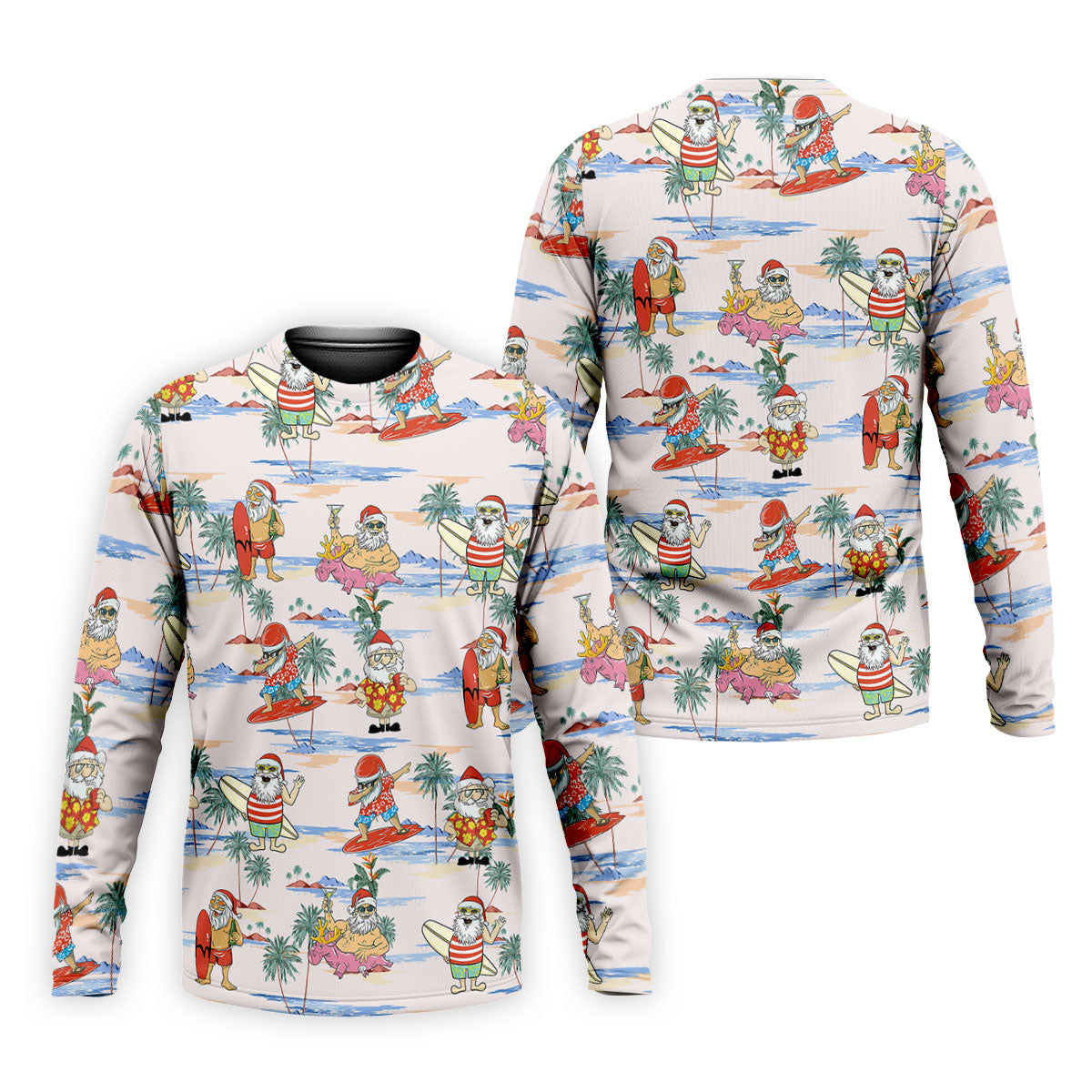 Funny Tropical Santa Christmas Golf Shirt, Men's Golf Shirt, Hawaiian Golf Shirt, Printed Golf Shirts