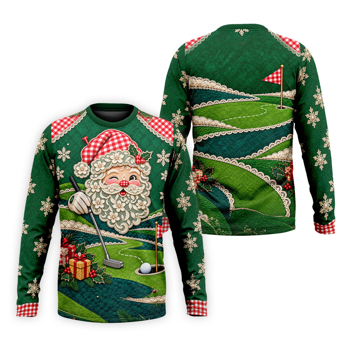 Christmas Winking Santa Golf Polo Shirt, Christmas Golf Shirt, Mens Golf Apparel