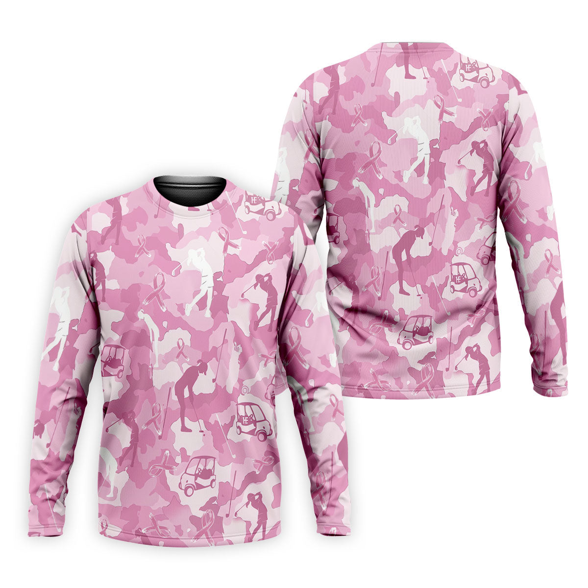 Pink Camo Golfer Breast Cancer Ribbon Polo Shirt, Golf Shirts For Men, Mens Golf Apparel