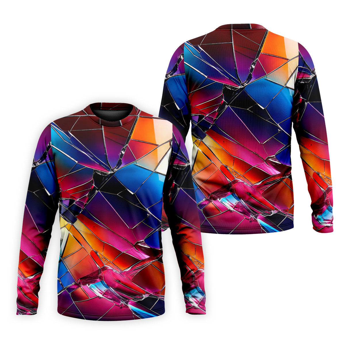 Colorful Broken Glass Abstract Golf Polo Shirt, Golf Shirts For Men, Printed Golf Shirts
