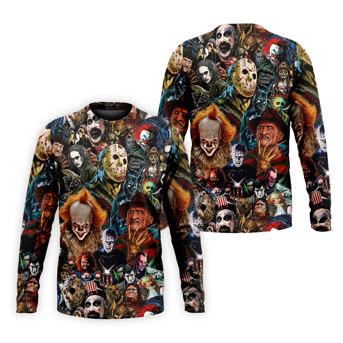 Iconic Horror Character Legends Collage Golf Polo Shirt, Mens Golf Shirts, Printed Golf Shirts