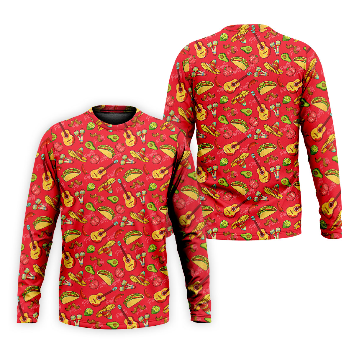 Mexican Party Seamless Pattern Red Golf Tops For Men, Cinco De Mayo Celebration Golf Shirts For Men