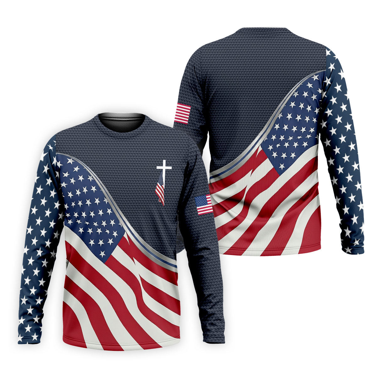 Christian American Flag Cross Golf Polo Shirt, Mens Golf Shirts, Golf Polo Shirts For Men