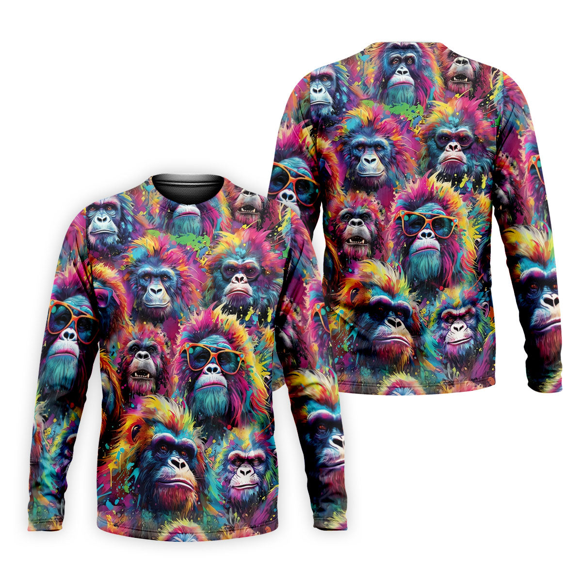 Street Art Style Cool Gorilla Hawaiian Golf Shirt, Tropical Theme Golf Shirts For Men