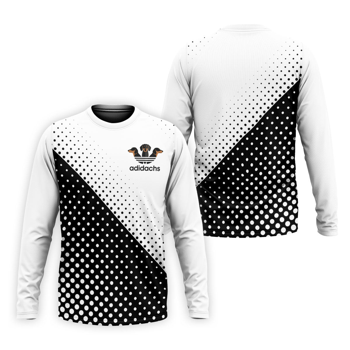 Adidachs Funny Dachshund White Golf Shirt, Men's Funny Golf Shirts, Polo Shirts For Men