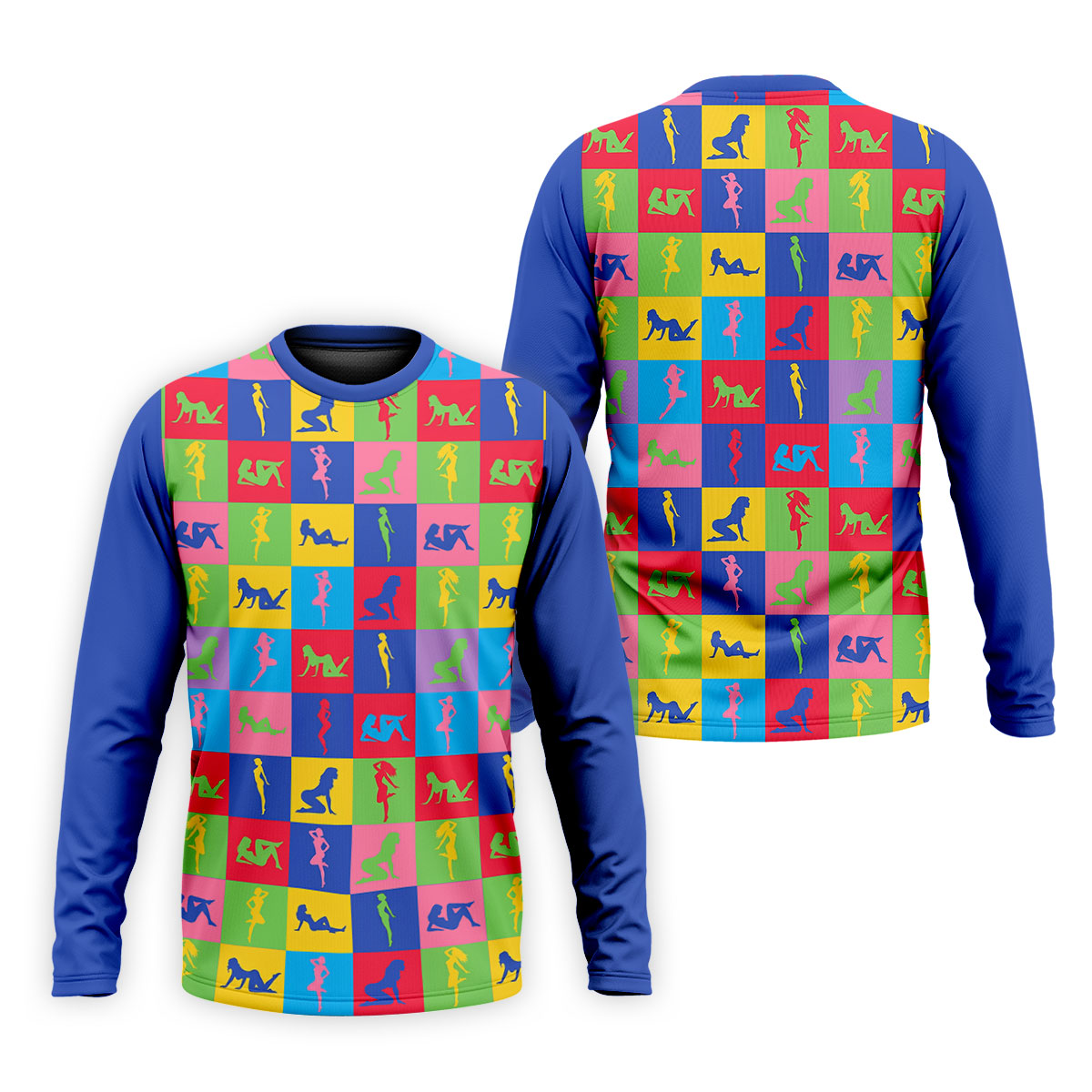 Colorful Pin Up Silhouette Pop Art Golf Polo Shirt, Men's Golf Shirt, Golf Shirts For Men