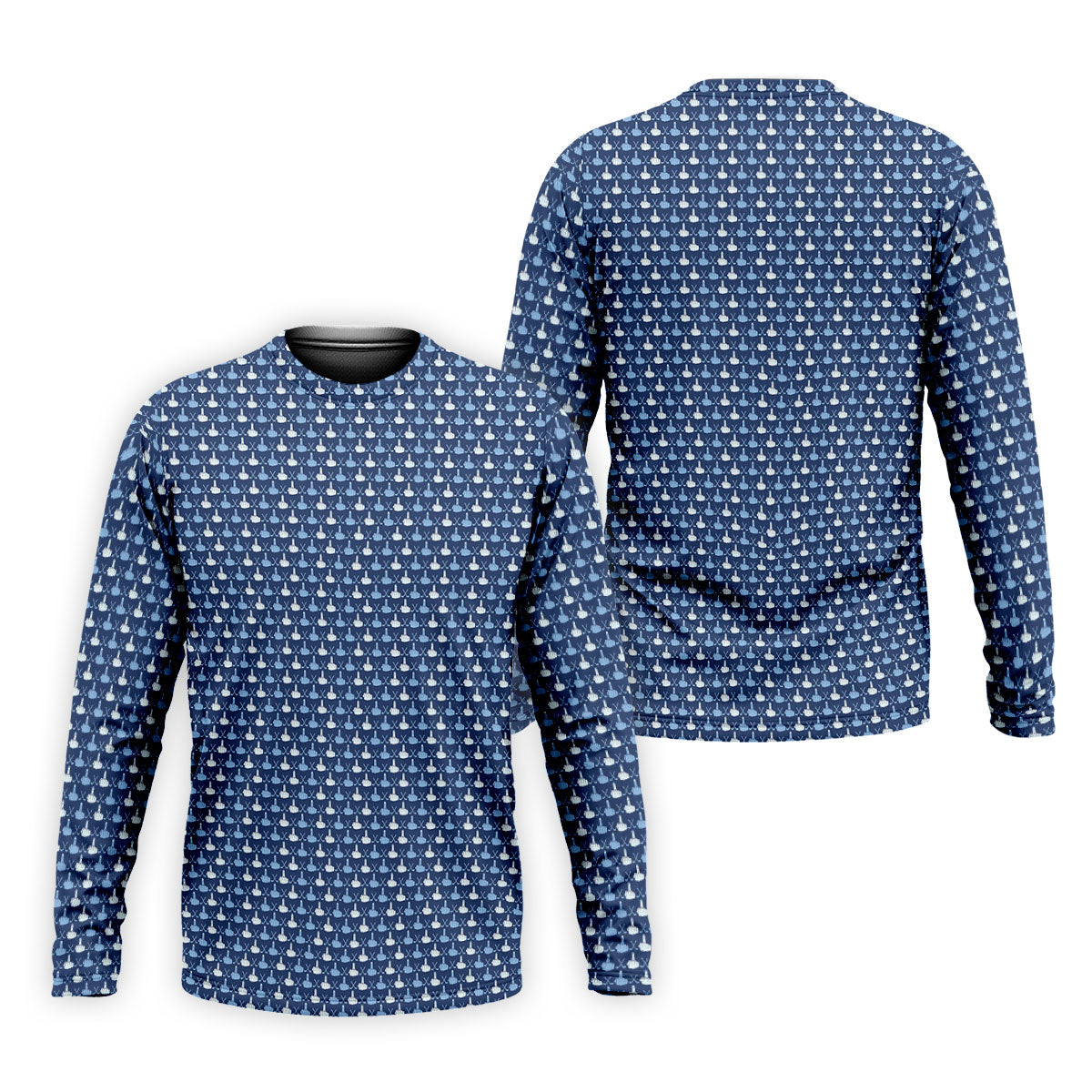 Blue Funny Middle Finger Golf Pattern Polo Shirt, Golf Polo Shirts For Men, Mens Golf Apparel
