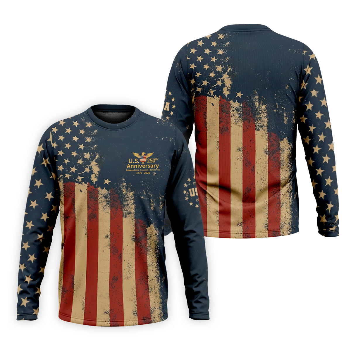 US 250th Anniversary Independence Freedom Democracy Men's Golf Polo Shirts, 4th Of July Patriotic Golf Shirt