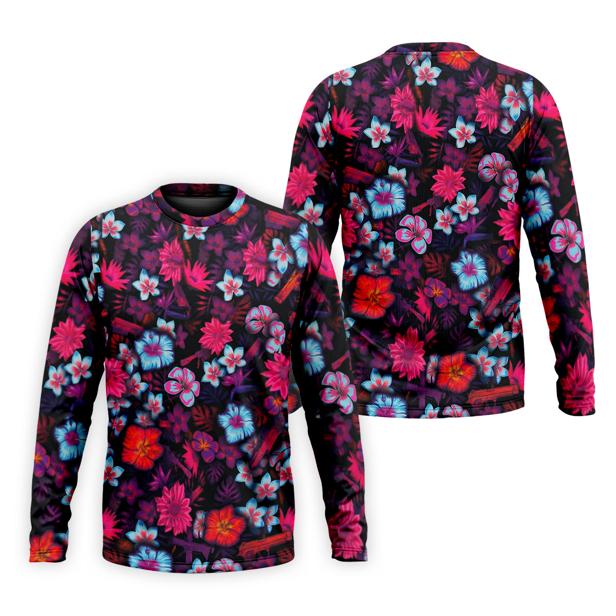 Colorful Hibiscus Tropical Floral Hawaiian Golf Shirt, Summer Vibe Golf Shirts For Men