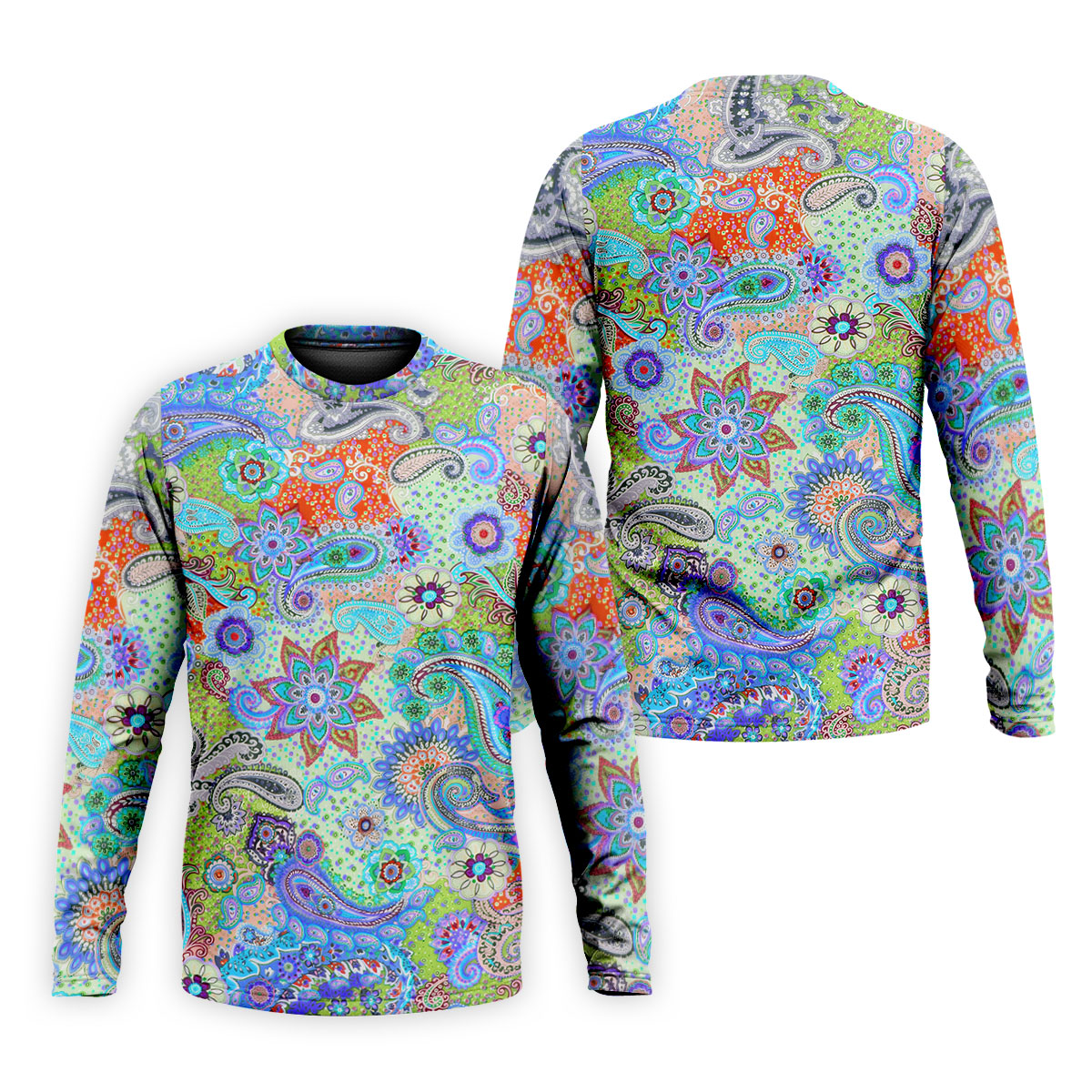 Colorful Boho Paisley Floral Pattern Golf Polo, Hawaiian Golf Shirt, Golf Apparel For Men