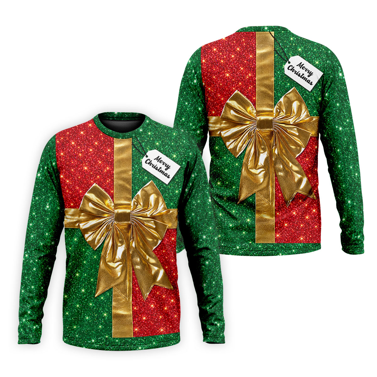Merry Christmas Golden Gift Bow Golf Polo Shirt, Mens Golf Shirts, Polo Shirts For Men