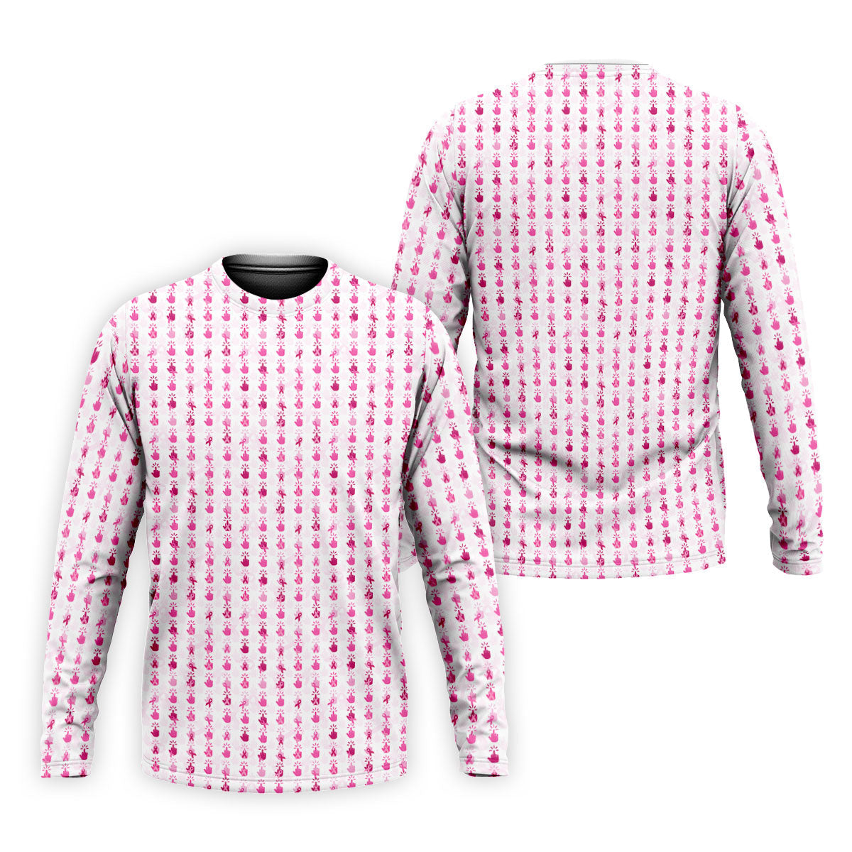 Pink Ribbon Finger Touch Breast Cancer Polo Shirt, Mens Golf Polo, Golf Apparel For Men