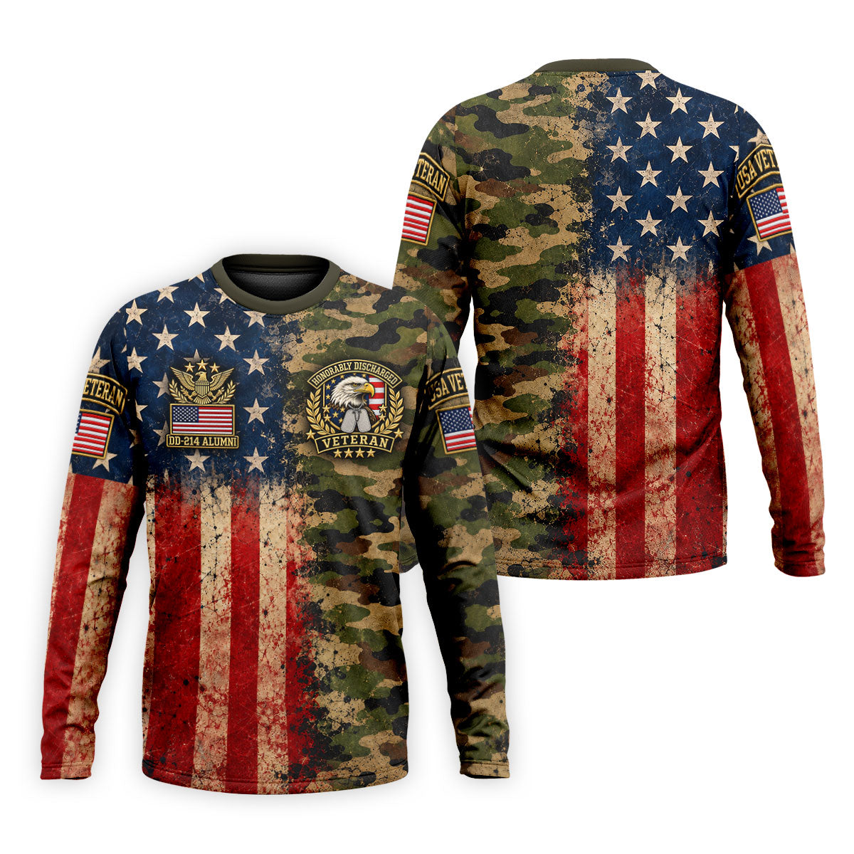 DD-214 Eagle Split USA Flag Camo Polo Shirt, Veterans Day Shirt, Golf Shirts For Men