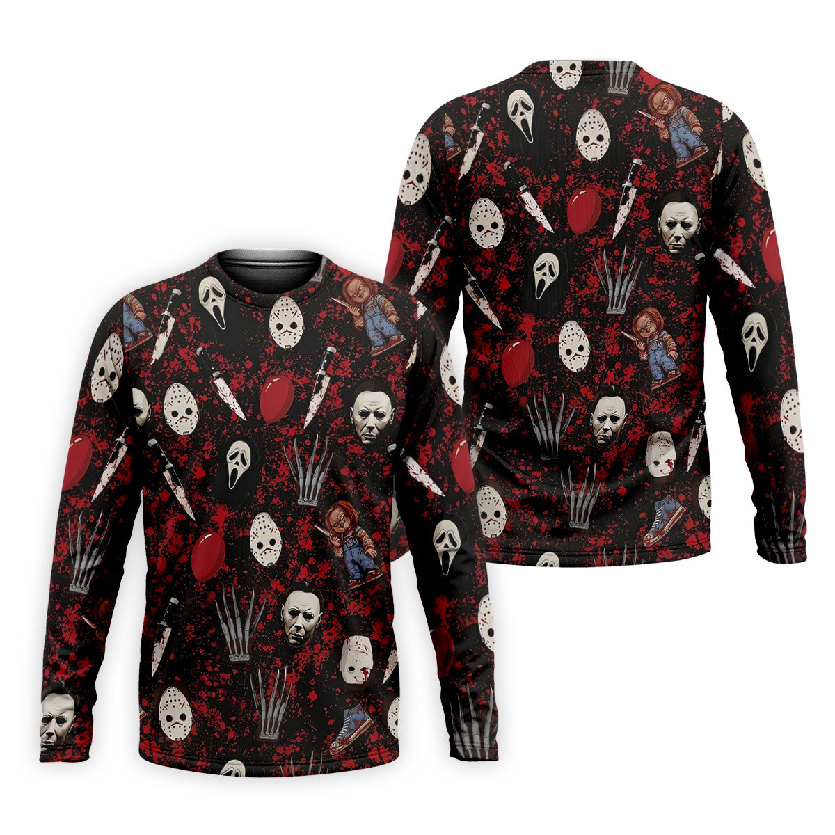 Halloween Horror Character Mask Pattern Hawaiian Golf Shirt, Men's Golf Shirt, Mens Golf Polo
