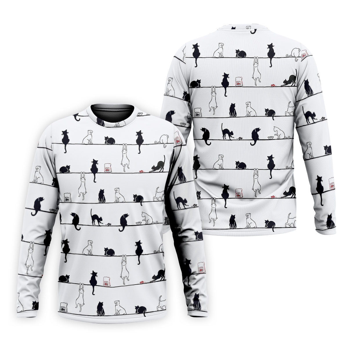 Cute Black and White Cats Pattern Golf Shirt, Men's Golf Shirt, Golf Polo Shirts For Men