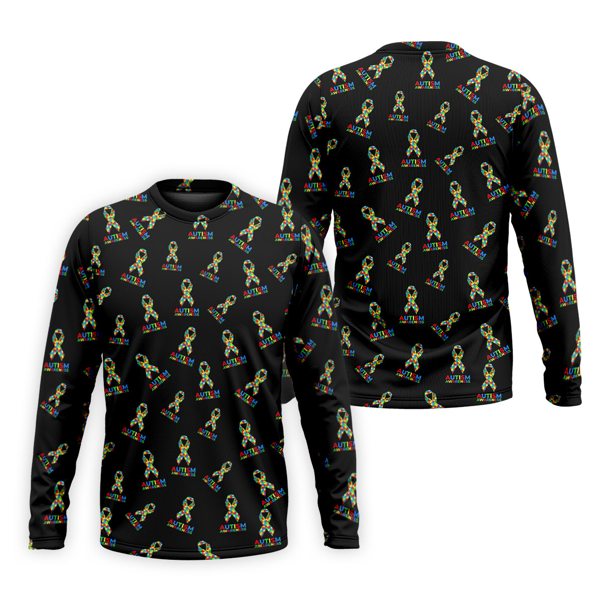 Autism Awareness Colors Autism Ribbon Black Golf Shirt, Golf Tops For Men, Golf Shirts For Men