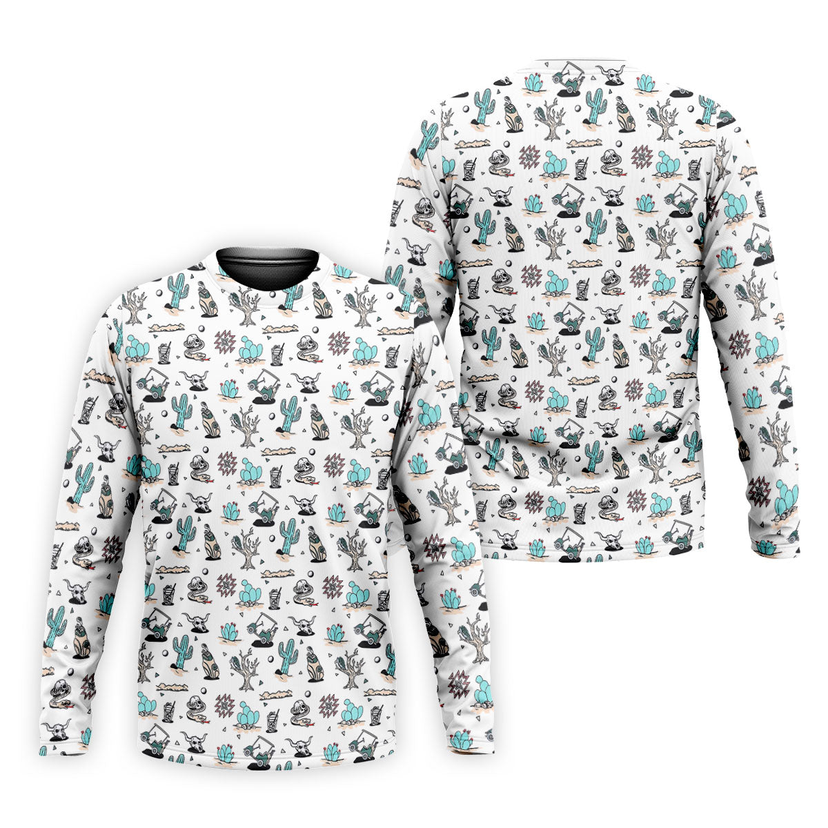 White Desert Golf Pattern Golf Polo Shirt, Golf Polo Shirts For Men, Hawaiian Golf Shirt