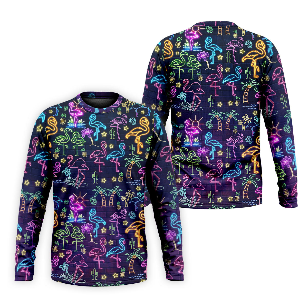 Neon Flamingo Tropical Night Golf Shirt, Golf Polo Shirts For Men, Hawaiian Golf Shirt, Mens Golf Apparel