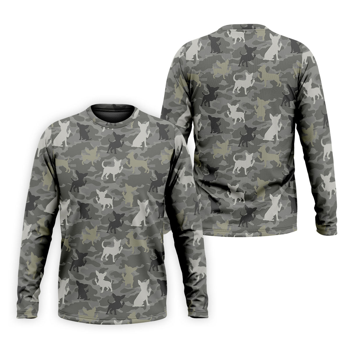 Grey Camo Chihuahua Dog Pattern Golf Shirt, Mens Polo Shirt, Golf Shirts For Men, Performance Golf Shirt