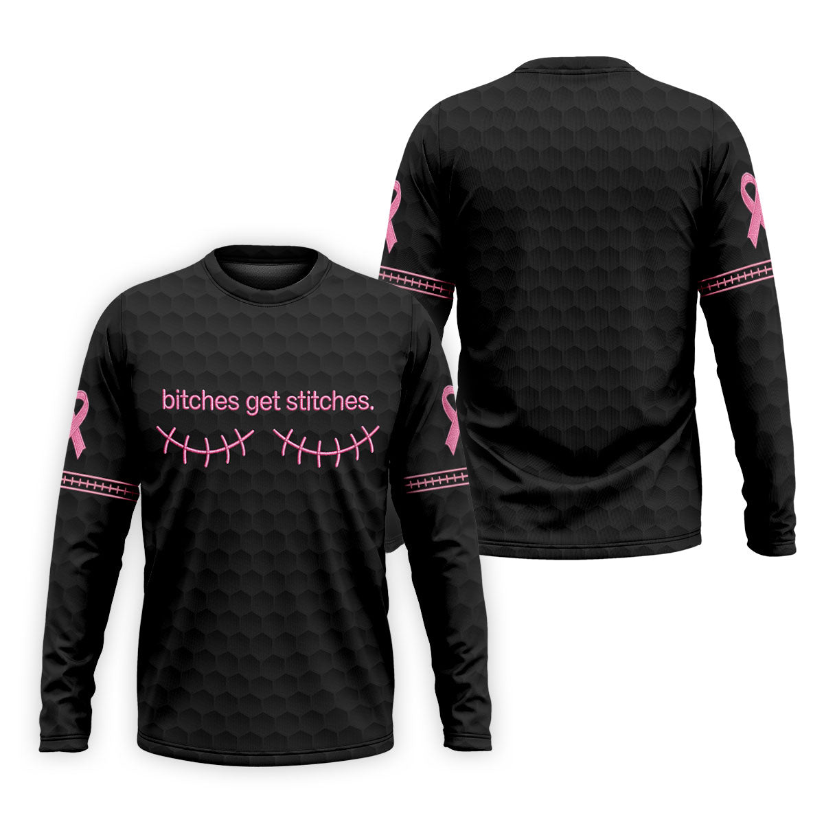 Bitches Get Stitches Breast Cancer Polo Shirt, Golf Shirts For Men, Mens Golf Apparel
