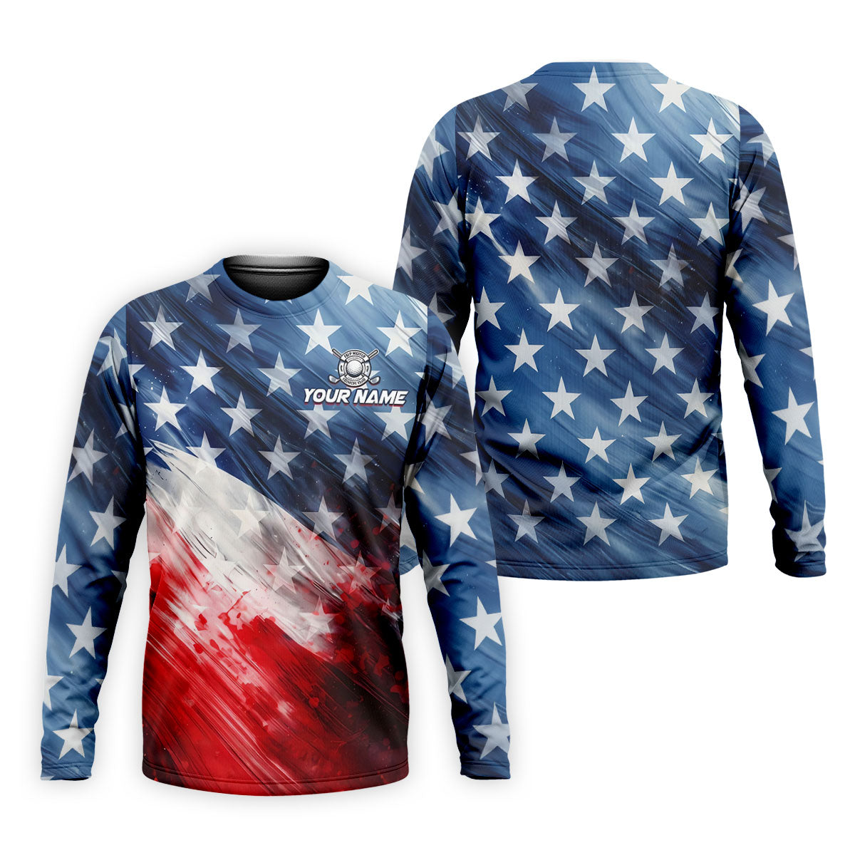 Red White Blue Gradient Art 4th Of July Patriotic Golf Shirt, 250 Years Golf Shirts For Men