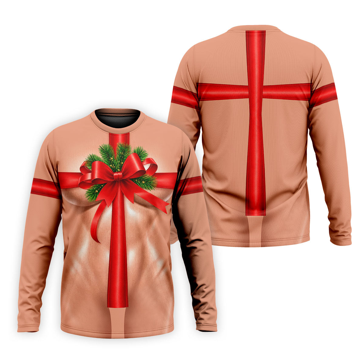 Christmas Red Bow Gift Golf Polo Shirt, Printed Golf Shirts, Polo Shirts For Men