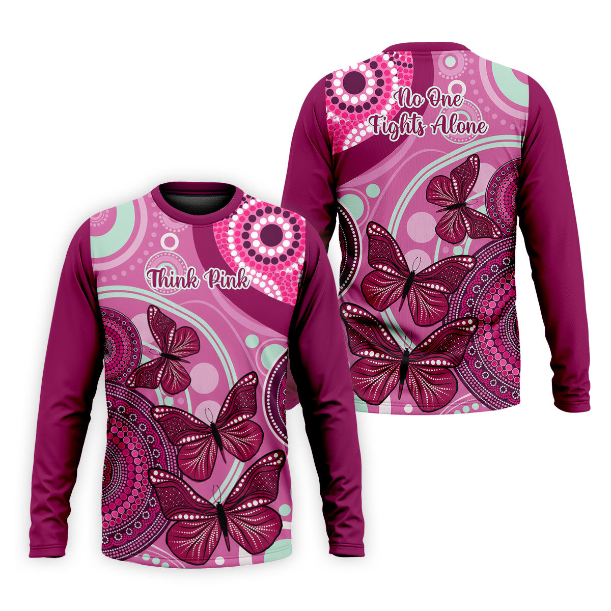 Think Pink No One Fights Alone Breast Cancer Shirt, Men's Golf Shirt, Mens Golf Polo