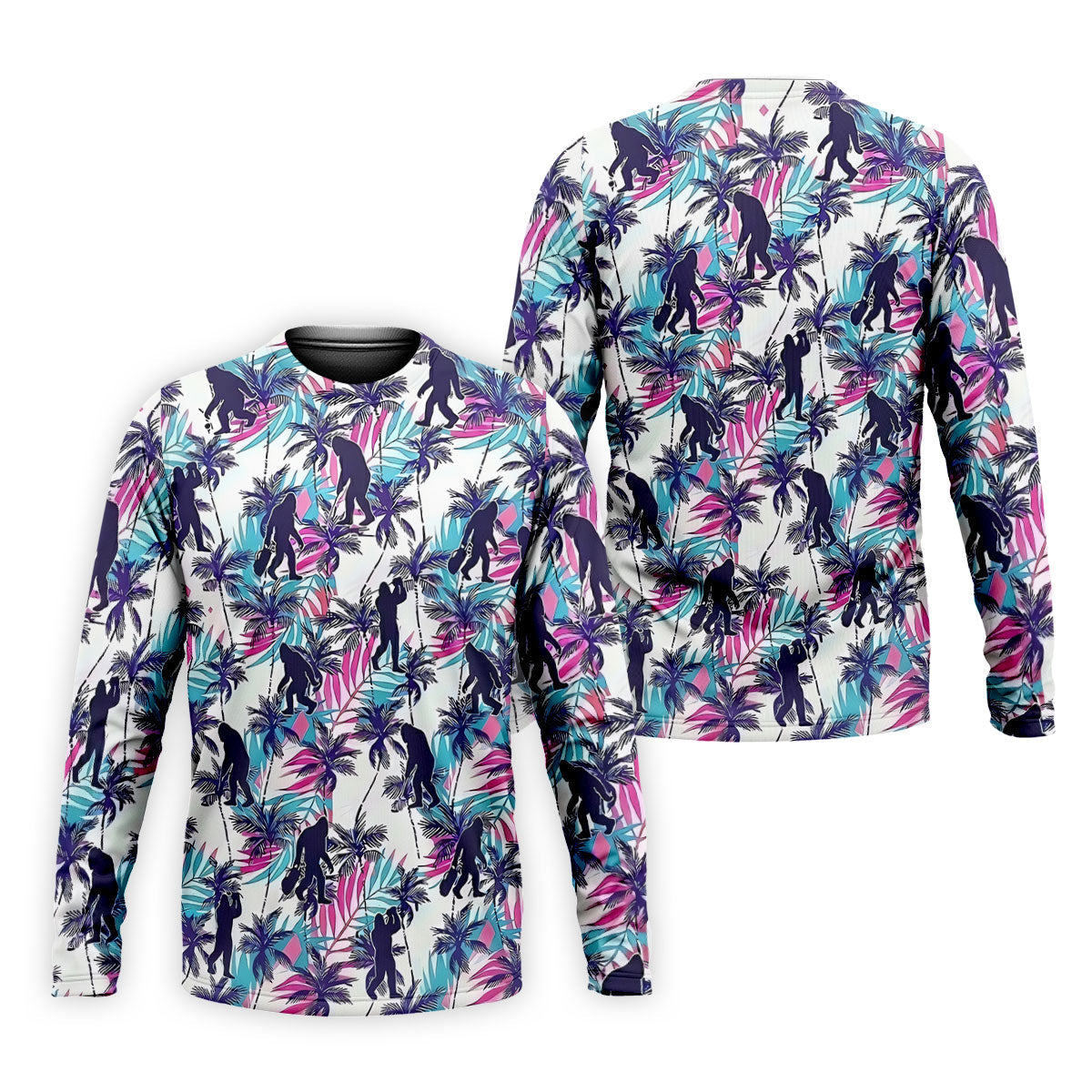 Funny Bigfoot Golfer Tropical Palm Pattern Polo Shirt, Golf Shirts For Men, Printed Golf Shirts