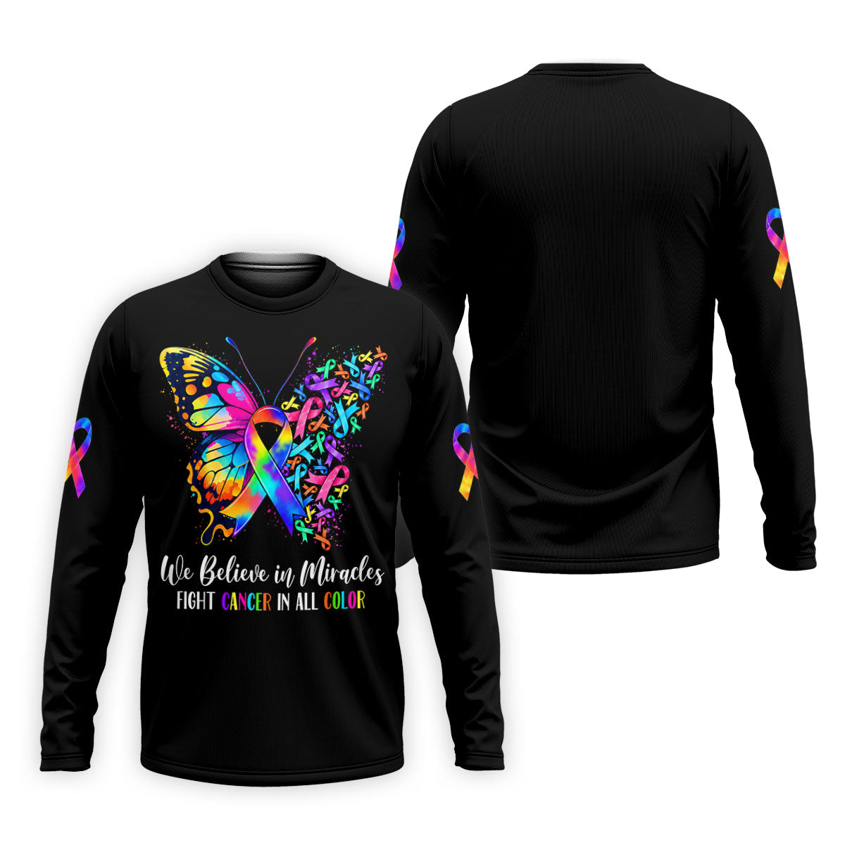 We Believe In Miracles Butterfly Cancer Polo Shirt, Mens Golf Polo, Golf Apparel For Men